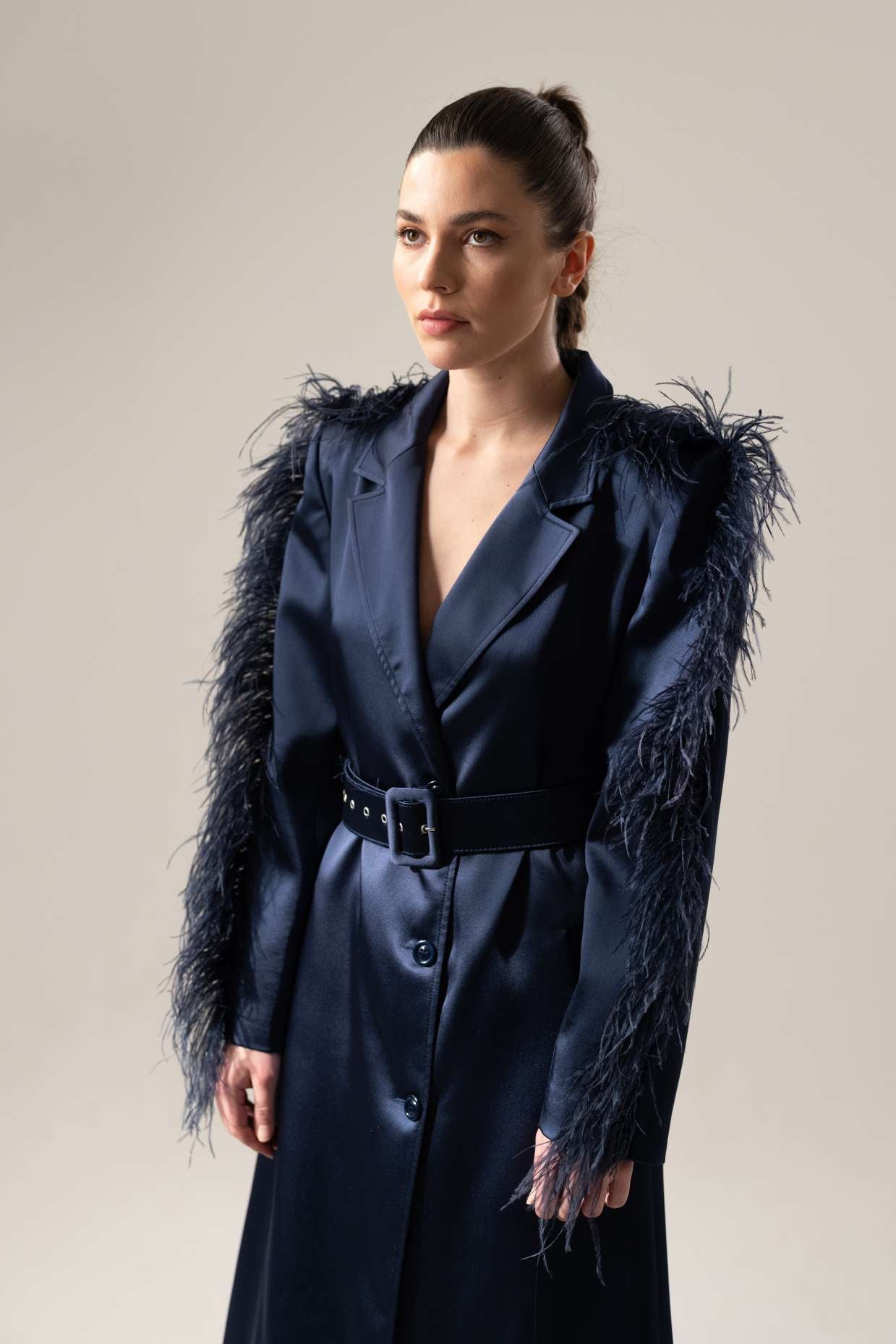 Long deals feather coat